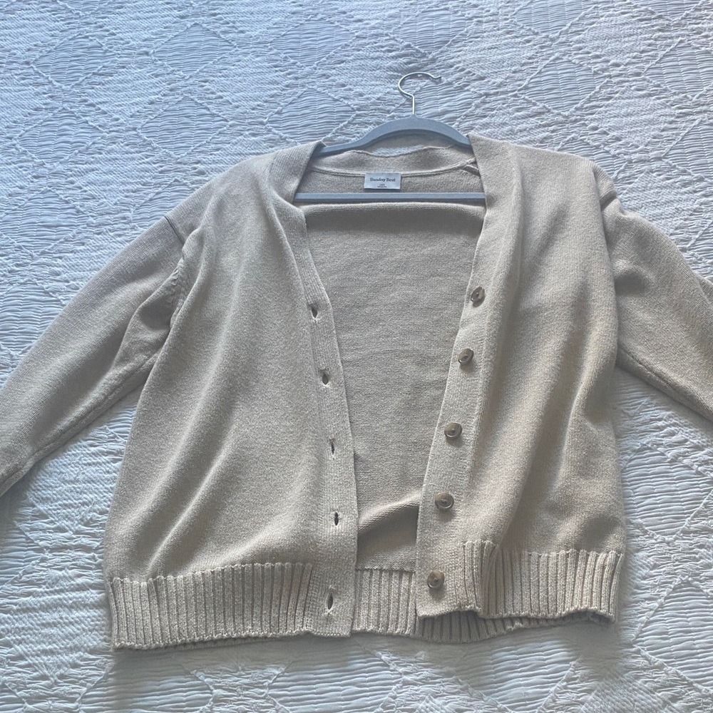 Sunday Best Cream Button-Up Cardigan